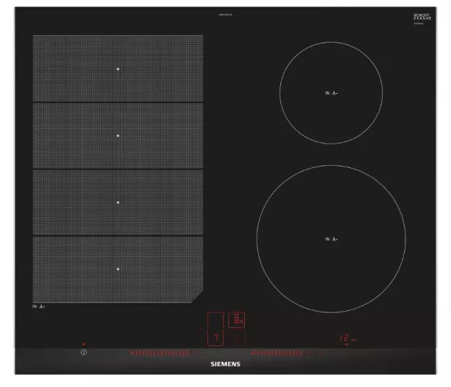 SIEMENS Table de cuisson à induction EX675LEC1E - 4 foyers - 7400 watts - Noir