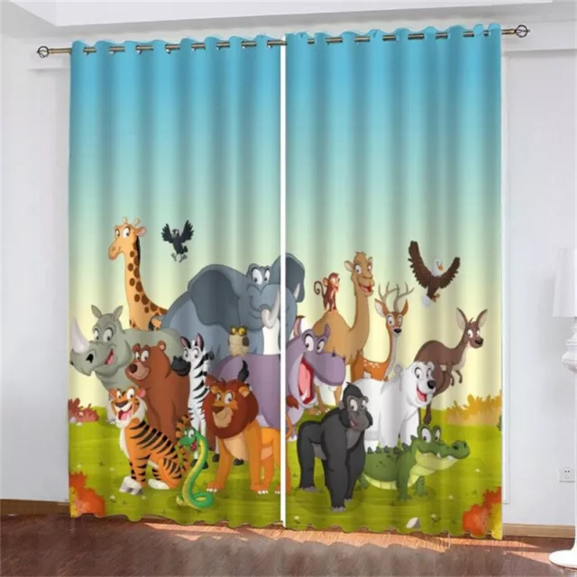 Curtains Eyelet Blackout Opaque Decor Bedroom/LivingRoom/Door/Forest Zoo Cartoon