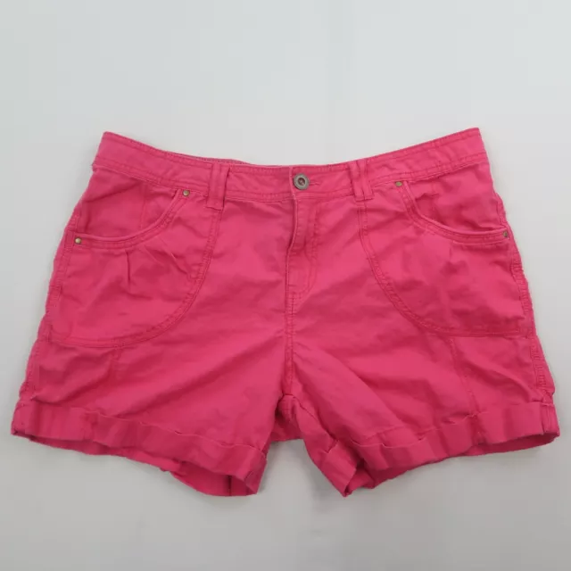 Apt 9 Womens Linen Blend Shorts Size 16 Pink Casual Mid Rise Cuffed 4" Inseam