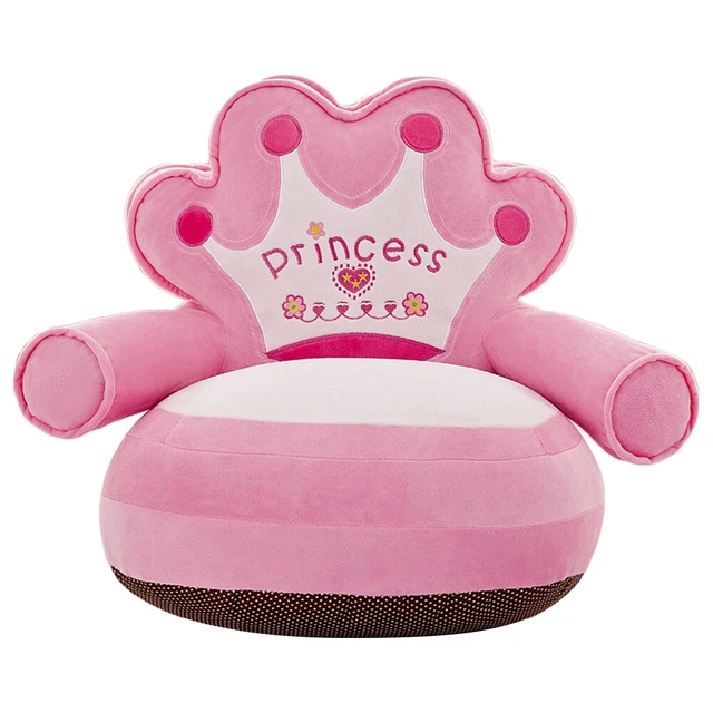 Funda de sofá para bebé Crown para aprender a sentarse estuche de asiento de felpa sin relleno (rosa)