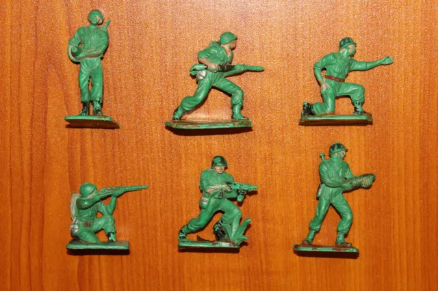 Lote 6 Figuras Plastico "Soldados Americanos" Pech Hermanos Años 60/70