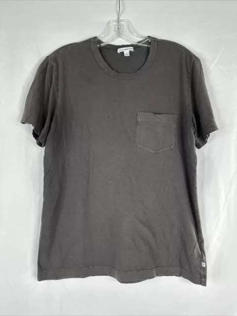 Camiseta de bolsillo James Perse para hombre talla 0 gris manga corta gráfico minimalista