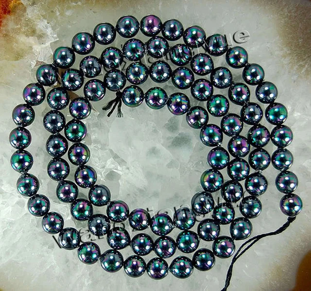 8mm Multicolor Black Sea Shell Pearl Round Loose Beads 15''