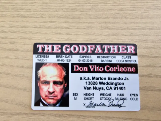 The Godfather Don Vito Corleone Novelty Ganster License