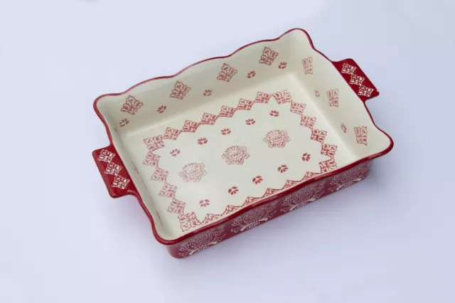 Oven to Table Red Casserole Dish - Small Kitchen Lasagna Pan for Cooking Serving