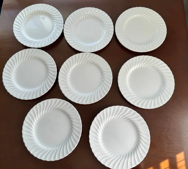 Sheffield Bone White Swirl 8 Dinner Plates  10 1/4"