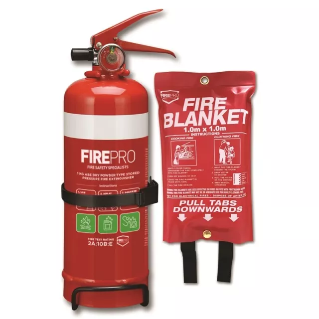 ✅ FirePro Fire Extinguisher 1Kg w/ Blanket Dry Powder Safety Kit 2A:10B:E