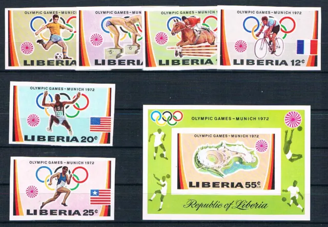 Liberia; Olympiade 1972; Satz+ Block komplett geschnitten pfr.**