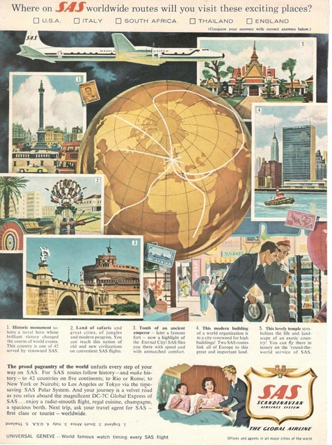 SAS Scandinavia Airlines Système Publicité 1 Page 1965 SCANDINAVIAN