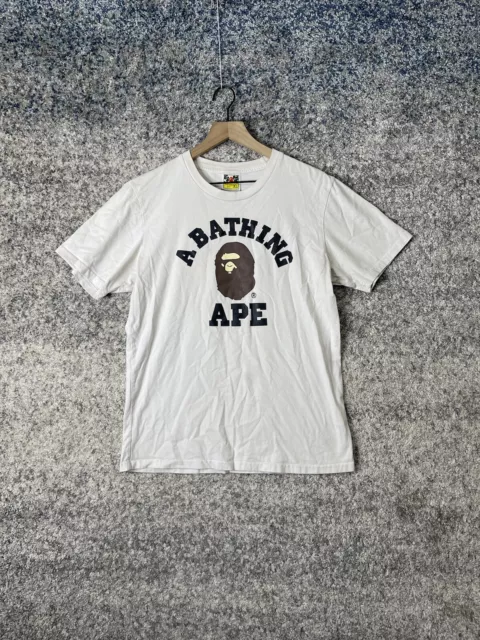 A Bathing Ape BAPE Grid College White Tee T-Shirt Size XL