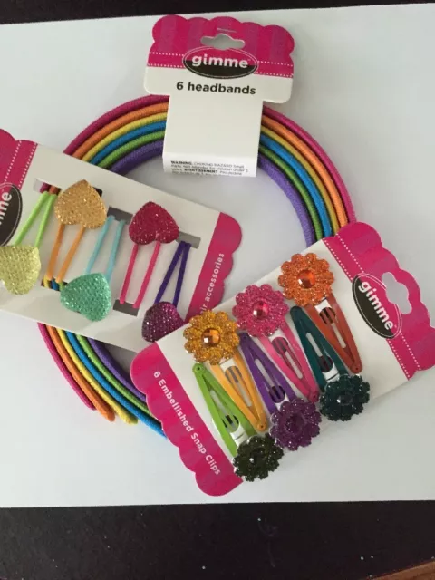 Rainbow Super Cute Pop of Color 17 PC Hair Accessories NWT 3 Carded items in set