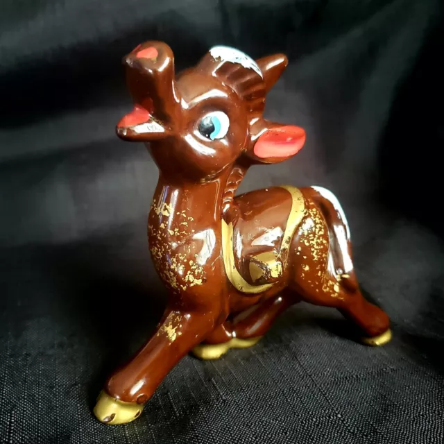 Vintage Tilso Hand Painted Ceramic Donkey Figurine Made in Japan 4¼" *No Basket*