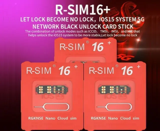 2021 R-SIM16+ Nano Unlock RSIM Card For iPhone 13 12 11 Pro Max XR X 8 7 iOS15