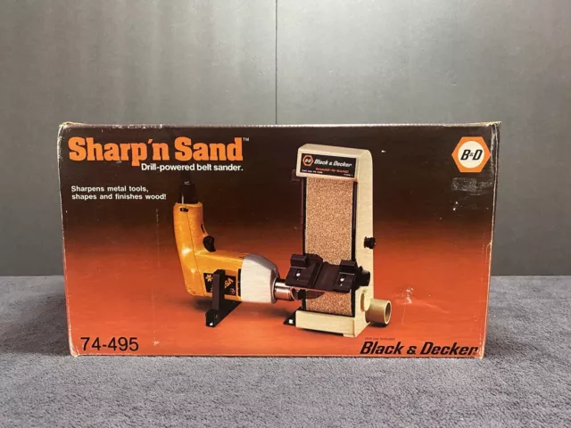 Vintage Black & Decker Sharp n Sand Drill Powered Belt Sander & Sharpener New