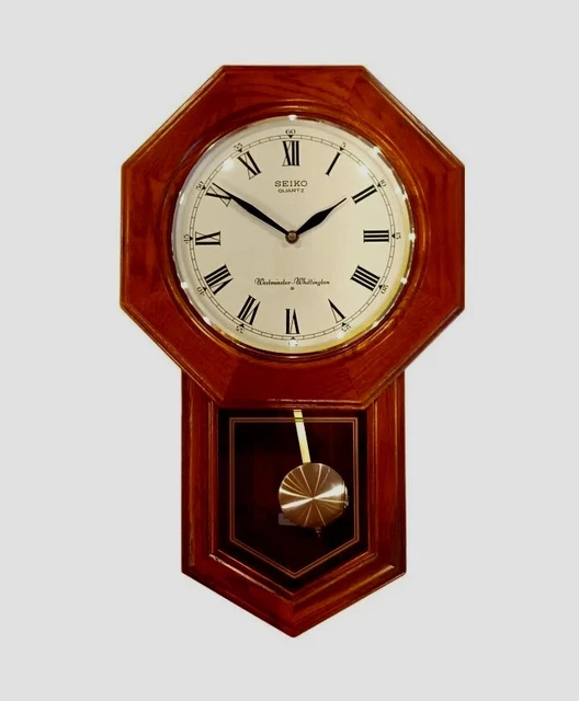 SEIKO QUARTZ WESTMINSTER Whittington Schoolhouse Clock Octagon Pendulum