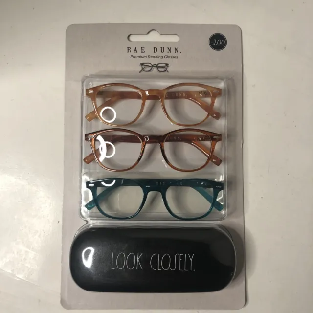 Rae Dunn +2.00 “LOOK CLOSELY” Premium Reading Glasses & Fun Carrying Case