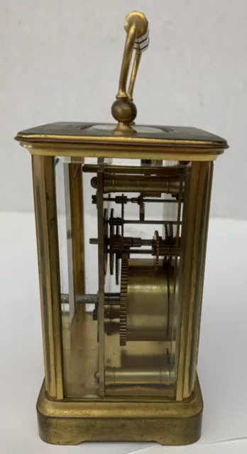 French Antique Brass & Beveled Glass Carriage Clock    Very Rare 3