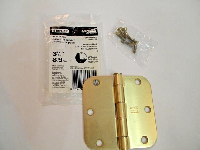 Stanley National Hardware N830-224 Door Hinge 3-1/2" Satin Brass Finish R5/8