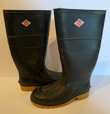 RED BALL MENS Size 7 Black Rubber Boots 
