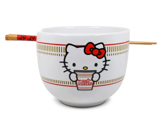 Hello Kitty Taza Fideo Japonés Vajilla Juego 20-Ounce Ramen Cuenco, Palillos