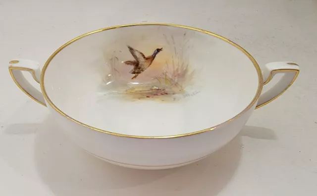 Royal Worcester Game Birds Wild Duck Cream Soup Bowl Handpainted Stinton