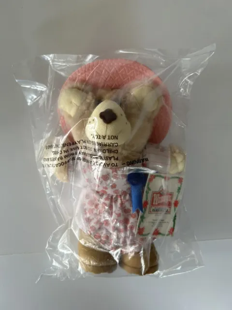 Vintage 1986 Wendy's Hattie Furskin Happy Holiday Plush Bear Stuffed Animal Toy
