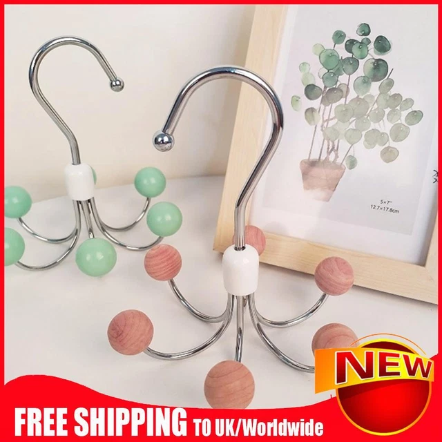 With 6 Hooks Space Saving Hanging Holder Storage Hook Belt Hanger 360 Rotating