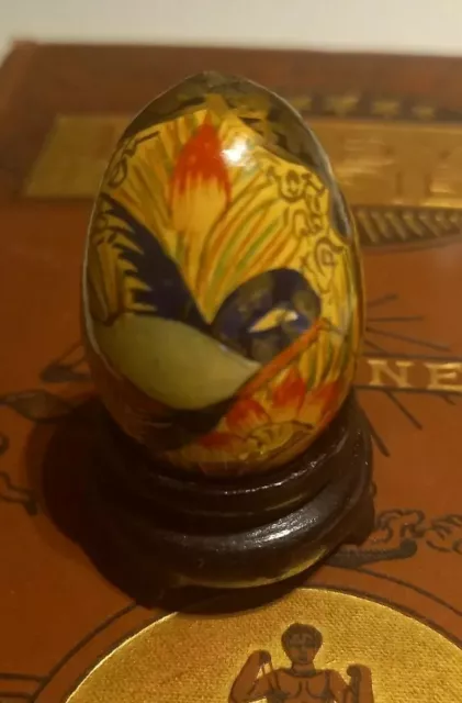 Vintage Cloisonne Champleve Enamel Egg floral Metal Bird