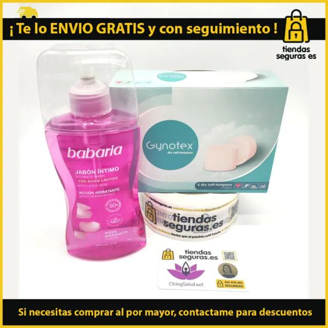 Gynotex Pack 6 Soft Tampons + Jabón Babaria Intimo Rosa Mosqueta