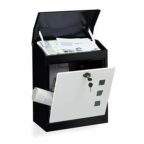 Cassetta Della Posta Relaxdays In Acciaio Inox - Con Serratura, Vetro Smerigliato, 30,5x35,5x14 Cm, Grigio/Argento