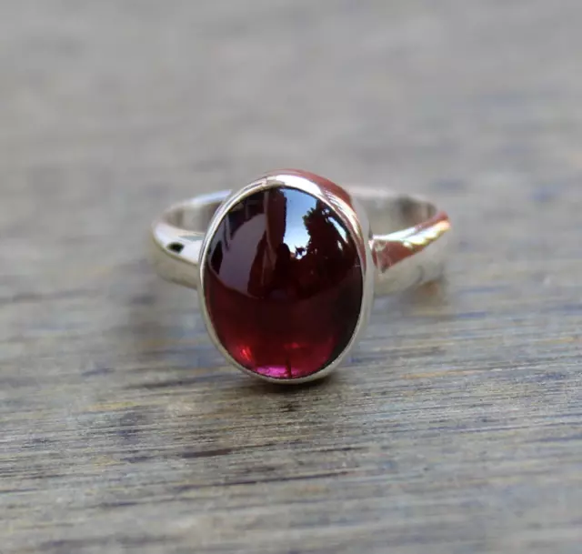 Garnet Gemstone 925 Sterling Silver Handmade Beautiful Band Ring All Size SR1187