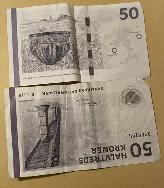 2 Danish banknotes (50x2)