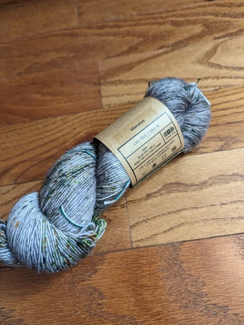 Madelinetosh TML tweed Manatee 420yd sock 90/8/2; SW merino/viscose/nylon