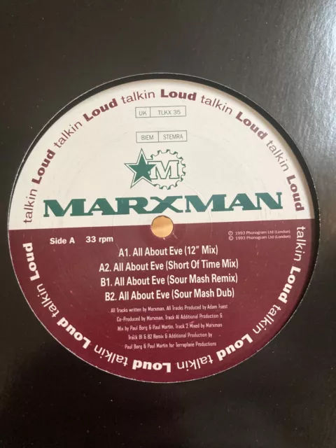 Marxman All About Eve 1993 UK Rap Hip Hop 12" vinyl record