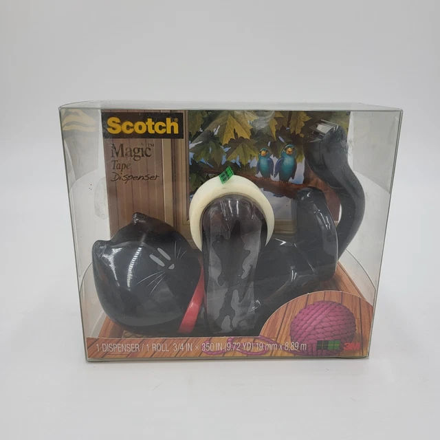 Scotch Magic Kitty Tape Dispenser with Tape Black Cat NIB