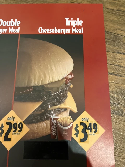 VINTAGE MCDONALD’S TRANSLITE Menu Board USA 1993 Double Cheeseburger ...
