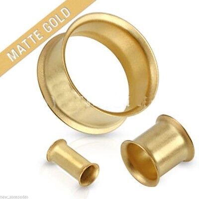 PAIR-Matte Gold Plate Double Flare Ear Tunnels 22mm/7/8" Gauge Body Jewelry