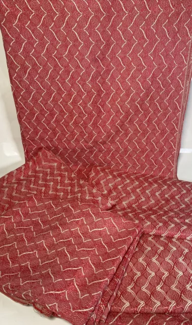 Red Curtains 3 Pairs Campervan Caravan Weaving Pattern Vintage Retro Lot