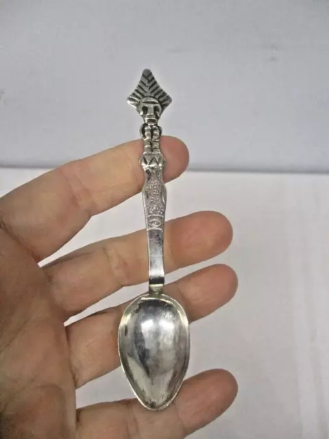 Vintage 925 Sterling Silver Mexico Aztec Figural Souvenir Soon ~ 4"