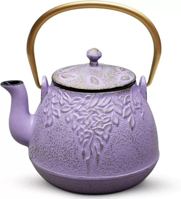 Japanese Cast Iron Teapot with Stainless Steel Infuser 40 Ounce (1200 ml),Purple