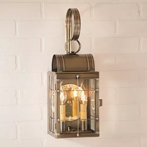 Simple Elegant Farmhouse 2 Lights Outdoor Wall Sconce In Weathered Brass
