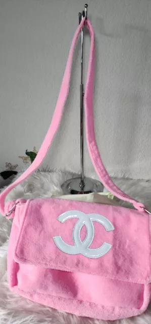 Chanel Precision Novelty Terry Cloth Messenger Shoulder Pink CoCo Mark Handbags