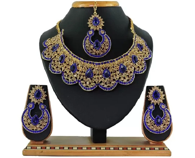 Ethnic Bollywood Style Gold Plated Multicolor Wedding Choker Bridal Jewelry Set
