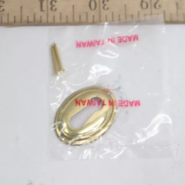 MB Drawer Keyhole Cover Stamped Colonial Revival Oval Polished Brass 1-3/8" Dia
