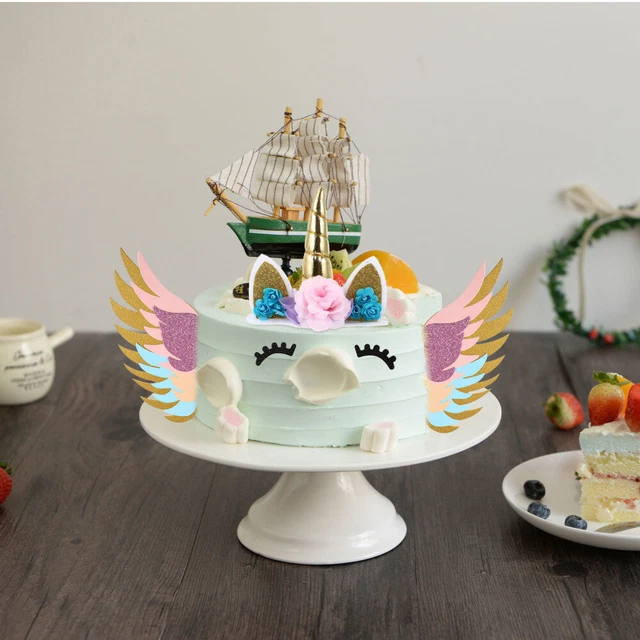 1 juego de rayas paja cumpleaños boda pastel bandera