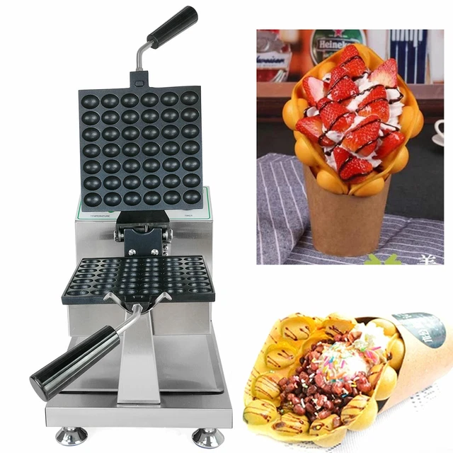 Waffle Maker Machine Commercial Stainless Electric Bubble Egg Cake Maker Silver
