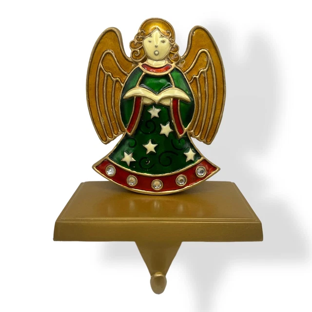 Jeweled Angel Christmas Stocking Holder Hanger Metal Enamel Macy’s 2007