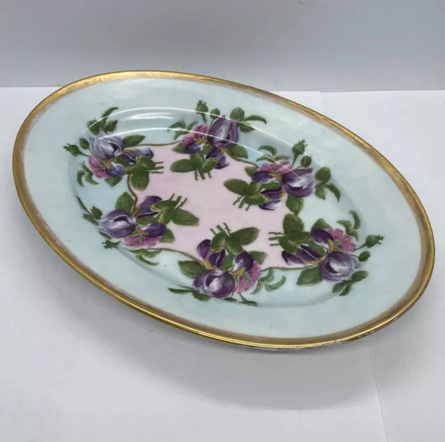 LOVELY VINTAGE D & C LIMOGES FRANCE OVAL VEGETABLE BOWL - Hand Painted 11”x7.5”