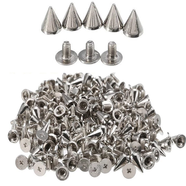 100pcs For DIY Leather Clothing Jacket Punk Cone Spikes Screwback Studs 10mm