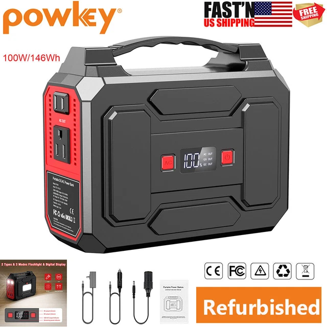 Powkey Portable Power Bank AC DC Outlet 146Wh/100W Laptop Phone Charger Battery